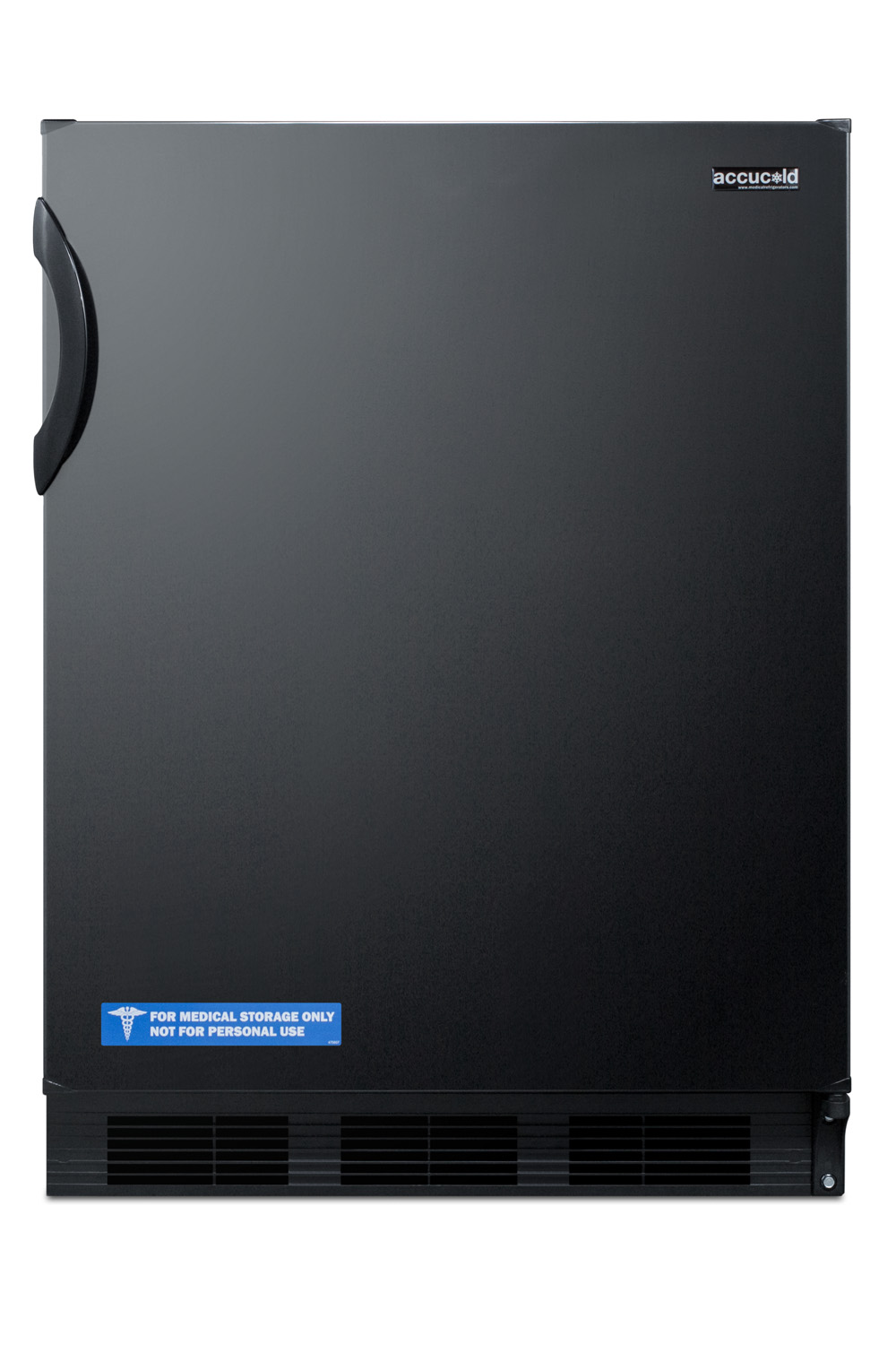 ADA compliant all-refrigerator for freestanding general purpose use, with flat door liner, auto defrost operation and black exterior
